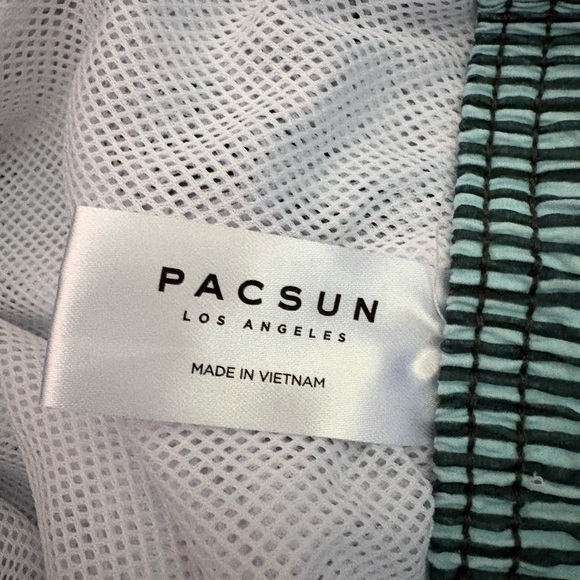 PACSUN Aqua Striped Seersucker Swim Trunks Shorts Men’s Large Mesh Short Lined - Picture 8 of 9